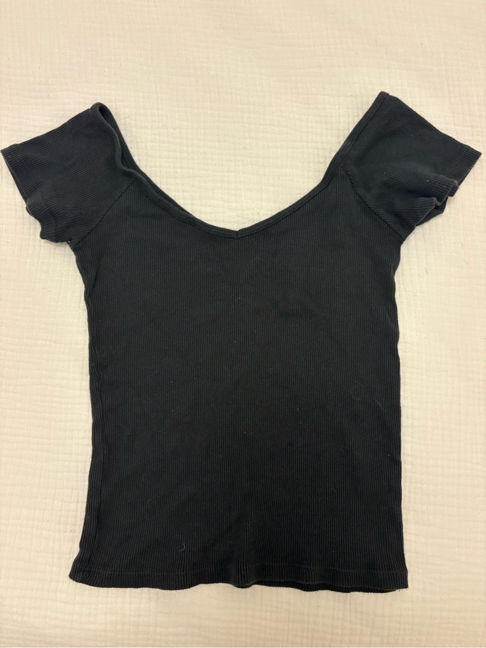 Brandy Melville Classic Black Ribbed Scoop Neck Women’s Top